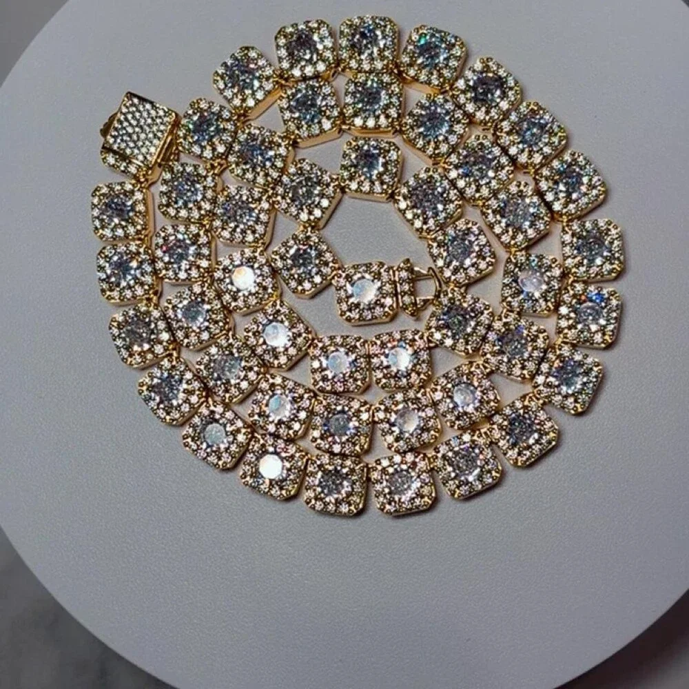Gold Tennis Cluster Necklace 20 Inch 99 D 6